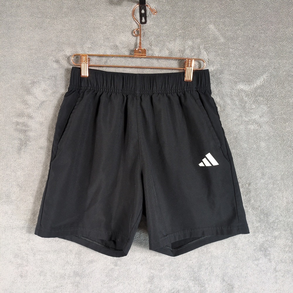 Adidas Kids Black Athletic Shorts Regular Fit Size L 14/16 Logo Activewear